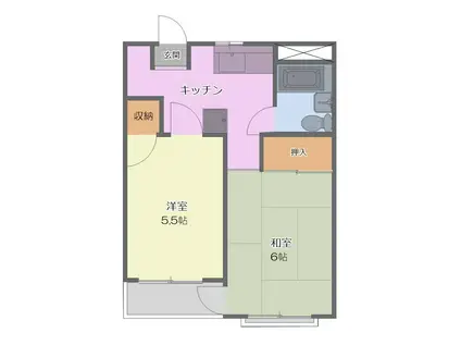 ハイコーポ谷野(2K/2階)の間取り写真