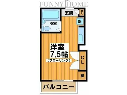 CHR90(ワンルーム/1階)の間取り写真
