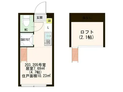 マルシエール西早稲田(ワンルーム/2階)の間取り写真