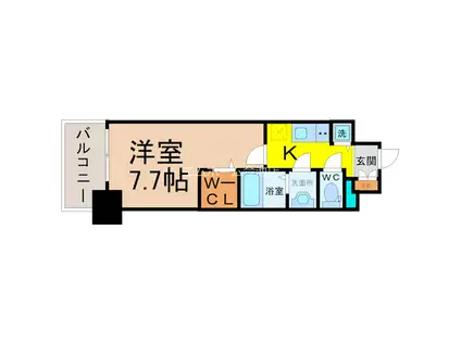 プレサンスジェネ葵(1K/2階)の間取り写真