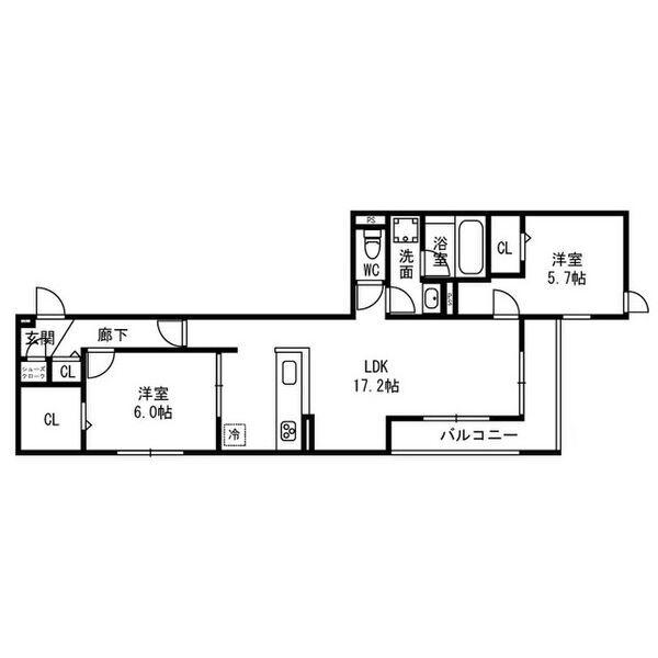 D-RESIDENCE西野(2LDK/2階)の間取り写真