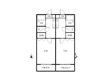 ハイツヤマネ3(1K/2階)の間取り写真
