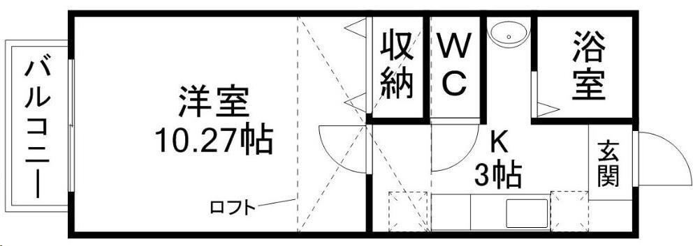 アフォリステーションノース弐番館(1K/1階)の間取り写真