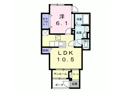 マーレ長崎(1LDK/1階)の間取り写真