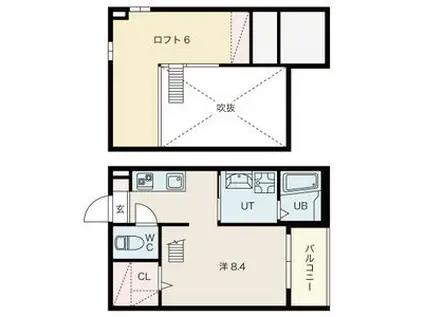 MONTANER(1K/2階)の間取り写真