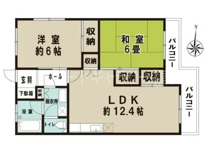 野田ビル(2LDK/1階)の間取り写真