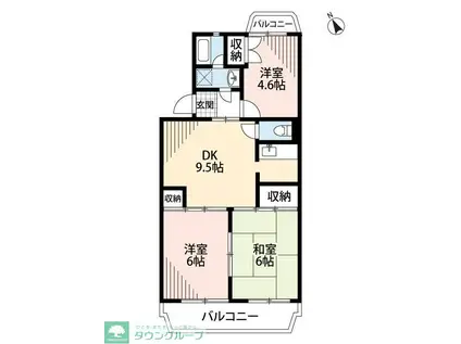 エントピア勝田台(3DK/1階)の間取り写真