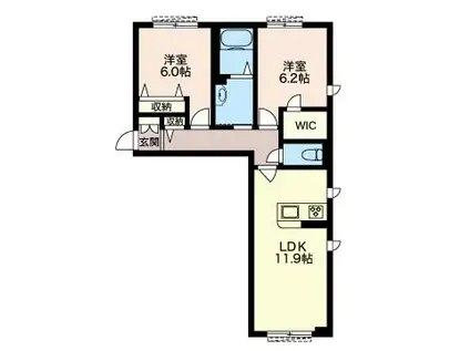 アビタシオン伊興(2LDK/1階)の間取り写真