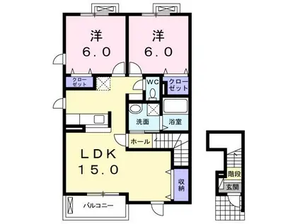 フィデールB(2LDK/2階)の間取り写真
