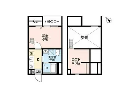 ブドワール塩池(1SK/2階)の間取り写真