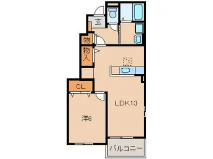 オーブ II(1LDK/1階)の間取り写真