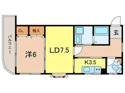 KSTビル(1LDK/5階)の間取り写真