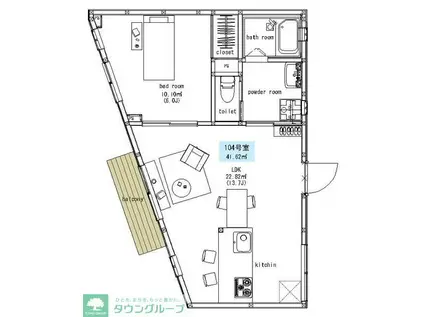 ソラート(1LDK/1階)の間取り写真