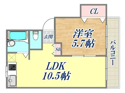 ハイツ77(1LDK/2階)の間取り写真