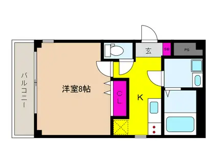 ブリランテ住吉(1K/3階)の間取り写真