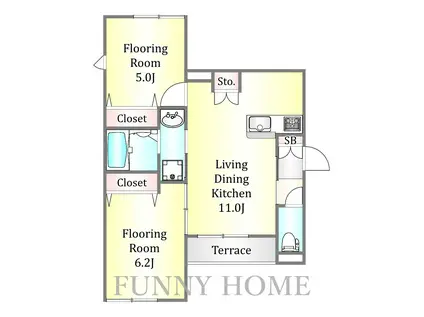 ヴァーチェ桜ヶ丘(2LDK/1階)の間取り写真