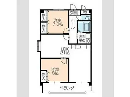 ウィンフィールド曙(2LDK/3階)の間取り写真