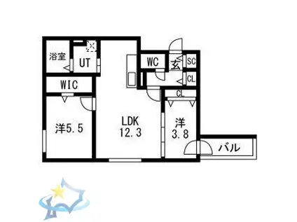 PRECIOUS HASSAMU-MINAMI(2LDK/2階)の間取り写真
