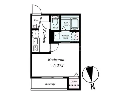 千葉市稲毛区小仲台7丁目アパート(1K/2階)の間取り写真