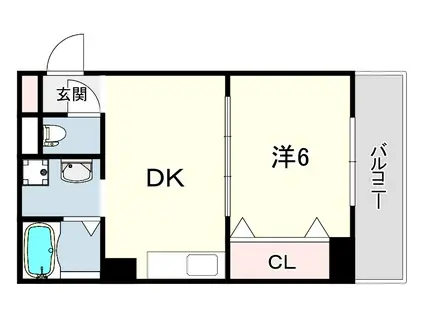 エール箕岡(1DK/2階)の間取り写真