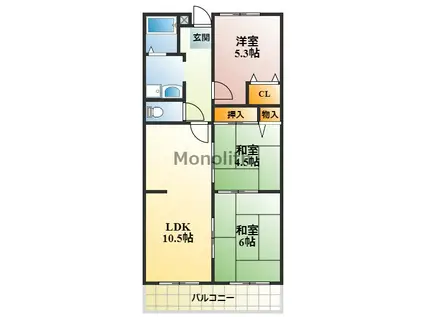 パークサイド南貴望ケ丘(3LDK/2階)の間取り写真