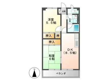 ホワイトメゾン(2DK/5階)の間取り写真