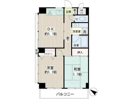 フローラル永田(2DK/2階)の間取り写真