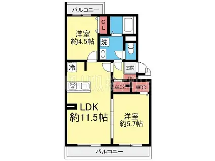 ライオンズマンション天神橋第二(2LDK/2階)の間取り写真