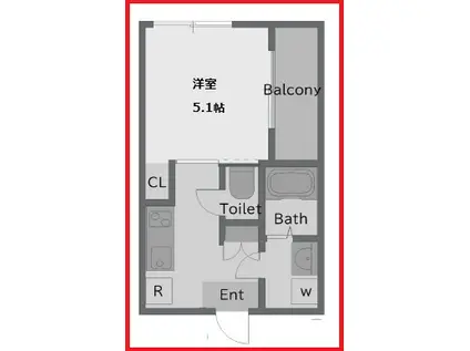 エンタック ヨツギ(1K/3階)の間取り写真