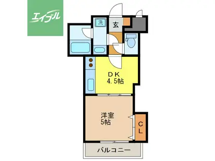 ラフィネ五島(1DK/9階)の間取り写真