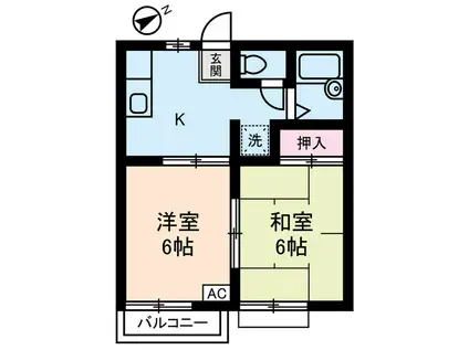 グレースコートB棟(2K/2階)の間取り写真