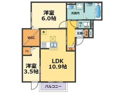 SAKURA甲子園三保町(2LDK/2階)の間取り写真