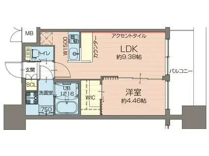 プレジオ難波EURO(1LDK/9階)の間取り写真