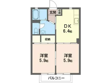 AMOURミズノ(2DK/2階)の間取り写真