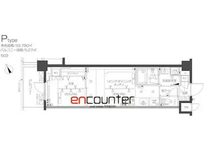 ZOOM高田馬場ウエスト(1LDK/5階)の間取り写真