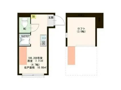 シャルムメゾン阿佐谷(ワンルーム/1階)の間取り写真