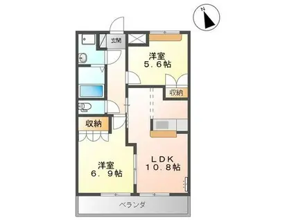 ベル・グラース(2LDK/2階)の間取り写真
