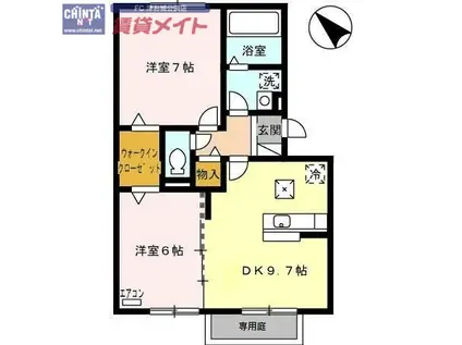 プレミール ボヌールG棟(2DK/1階)の間取り写真