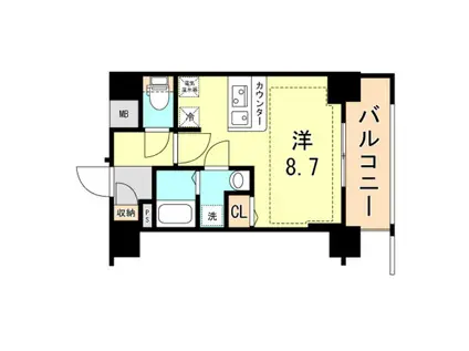 ファーストフィオーレ三宮イースト2(1K/4階)の間取り写真