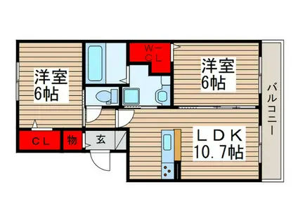 ル リアン(2LDK/2階)の間取り写真