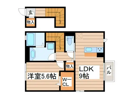グランピュア A(1LDK/2階)の間取り写真