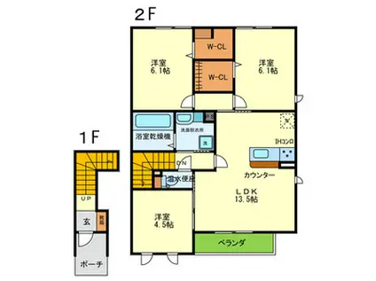 サンラフィーエ上小阪A棟(3LDK/2階)の間取り写真