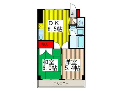 エリス赤尾(2DK/7階)の間取り写真