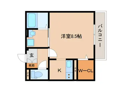 クレールフォンテーヌならまち(1K/1階)の間取り写真