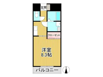 ローズガーデンII(1K/4階)の間取り写真