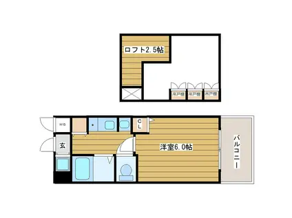 エステムコート梅田東アクアパレス(1K/2階)の間取り写真