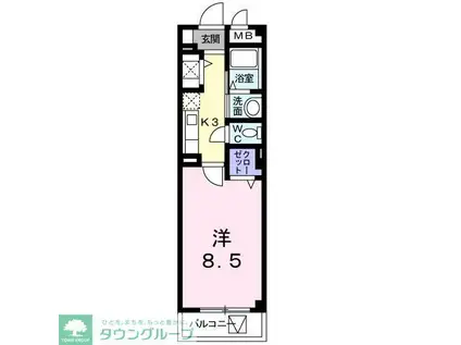 パークプレッソ松戸(1K/2階)の間取り写真