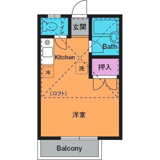 メゾン秋本(ワンルーム/2階)の間取り写真