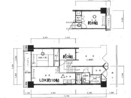 河原町共同ビル14号棟(2SLDK/12階)の間取り写真