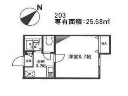 リバティハイム(1K/2階)の間取り写真